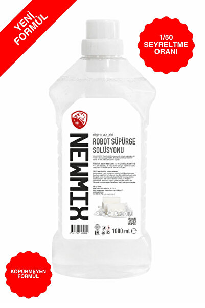 NEWMİX Yüzey Temizleyici Robot Süpürge Solüsyonu Beyaz Sabun Kokulu 1 Lt