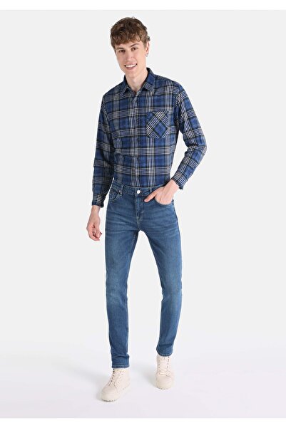 Colin's بنطال جينز نيلي للرجال بقصة مستقيمة وخصر منخفض وساق مستقيمة