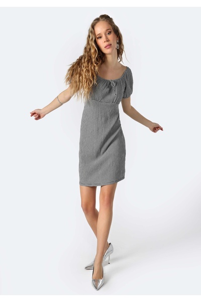 Colin's Regular Fit Kadın Siyah Kısa Kol Örme Elbise