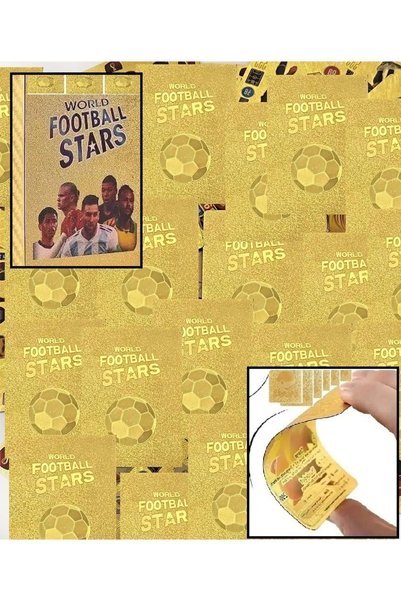 OYUNCAKSAHİLİ Football 50 Pieces Metallic Unbreakable 3D Football Player Cards Gold Pogba Playing Card 50-Piece Gold Pack Does Not Rust or Deform