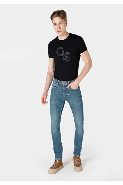 Colin's بنطلون جينز أخضر للرجال بقصة مستقيمة وخصر منخفض ومستقيم الساق