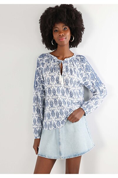 Colin's Regular Fit V-Neck Women's Blue Long Sleeve Shirt