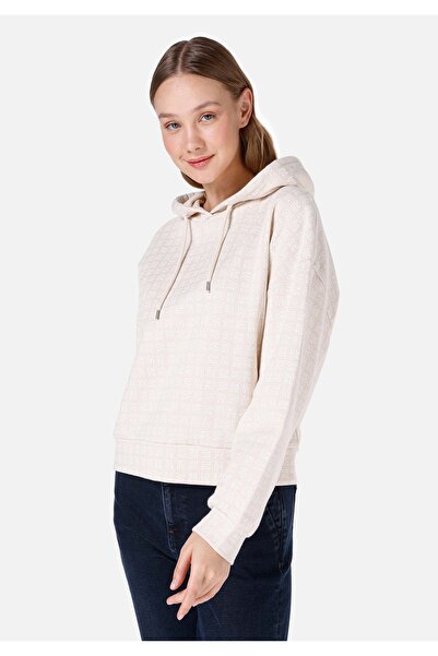 Colin's Regular Fit Kapüşonlu Baskılı Kadın Bej Sweatshirt