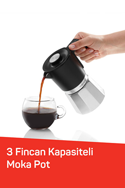 Arzum OK0027 Okka Rich Moka Pot Karıştırıcılı Metal İtalyan ve Türk Kahve Makinesi, Krom