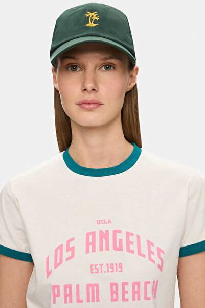 UCLA ANISTON Зелена бейсболка з вишивкою - унісекс капелюх