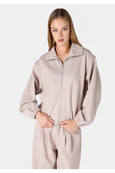 Colin's Μπεζ Regular Fit Bomber Γυναικείο Μπουφάν - Με φερμουάρ