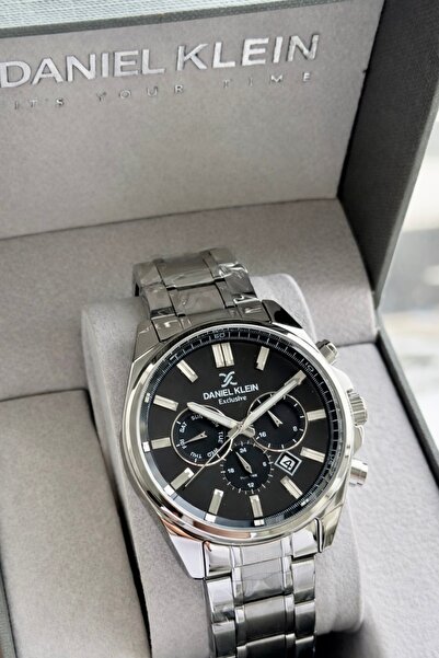 Daniel Klein Çelik Kordon Siyah Kadran İç Fonksiyonları Aktif 3 Atm Erkek Kol...