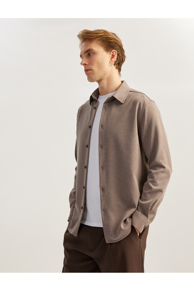 Koton Cotton Buttoned Regular Fit Pique Fabric Long Sleeve Shirt