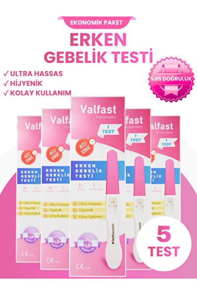 Valfast Erken Gebelik Testi Hızlı Hamilelik Testi 5 Adet