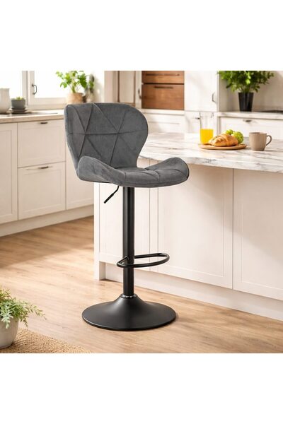 Artool Scaun de bucatarie/bar, Artool, West, rotativ, catifea gri, picior met...