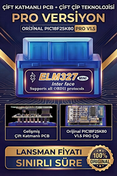 ELM 327 ELM327 Pro v1.5 Akıllı Araç Tanı Cihazı - PIC18F25K80 Çift Çip - iOS,...
