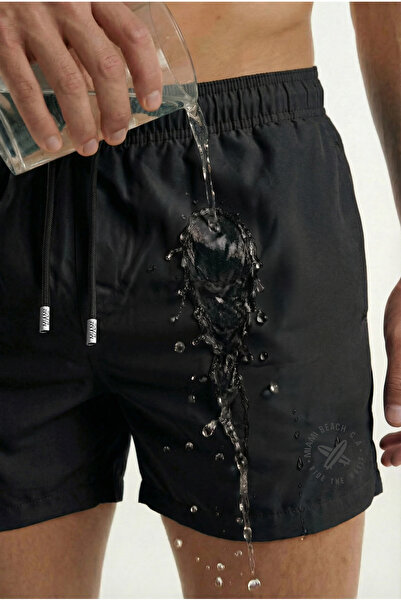 Miami Beach Ανδρικό μαύρο μονόχρωμο μαγιό μίνι με δύο πλαϊνές τσέπες