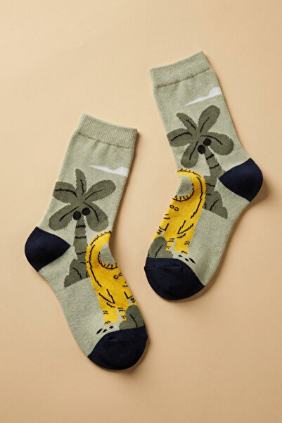 Katia&Bony Dinosaur Patterned Light Green Children's Socks