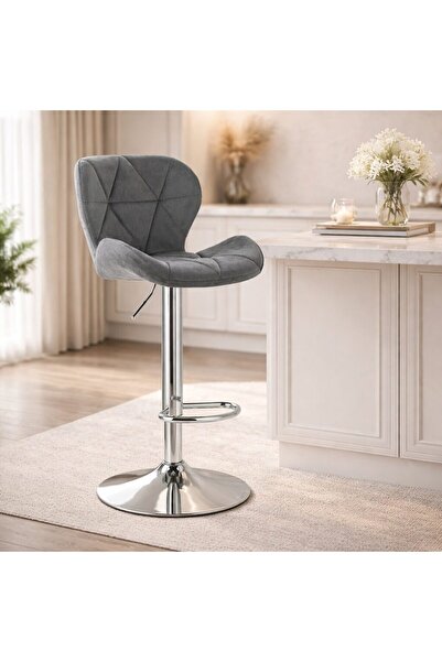 Artool Kitchen/bar chair, Artool, West, swivel, gray Velvet , silver metal le...