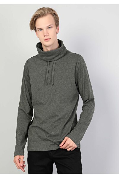 Colin's تي شيرت رجالي كاكي بأكمام طويلة بنصف صياد السمك بقصة عادية Cl1036982