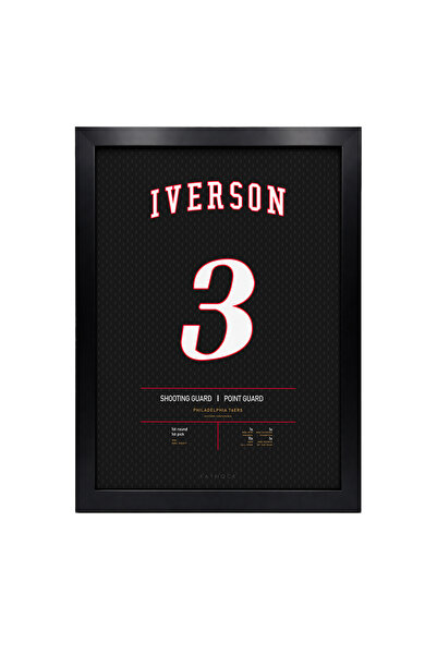 KAYNOCK Allen Iverson, Philadelphia Sixers, Basketbol, Nba Poster Tablo Siyah...