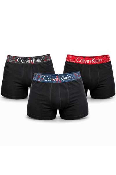 NoNameStore7 Men's Boxers, Set of 3, 95% Cotton, Black