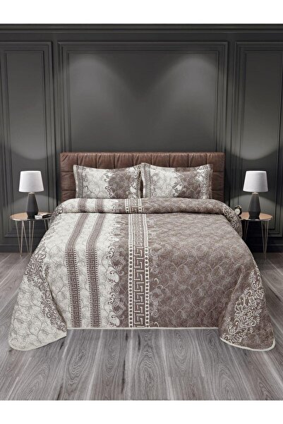 My Bed Home Collection Deluxe Star Pillowed Bedspread Piece Pique Set (Brown)