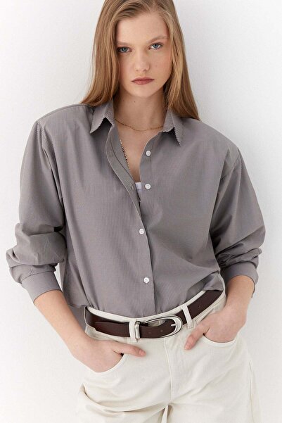 MARKALİSTE Πακέτο βάτα ριγέ πουκάμισα καφέ