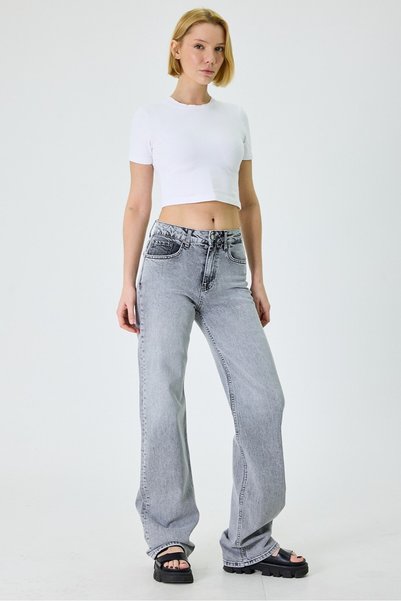 cracpot Women's High Waist Wide Leg Jean Pants Cotton Lycra Free