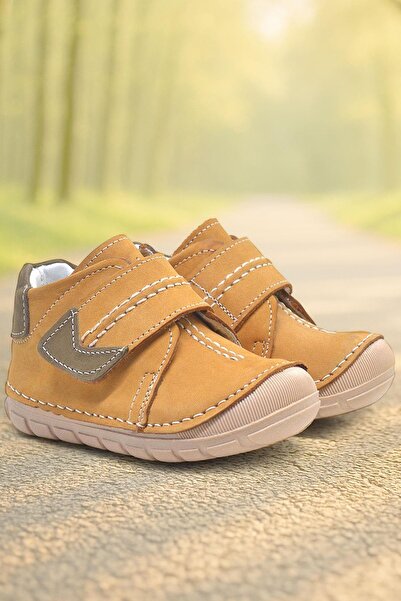 Rakerplus Popeye Genuine Leather Tan First Step Unisex Baby Shoes