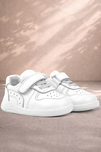 Rakerplus Genuine Leather White Anatomical Baby Sports Shoes