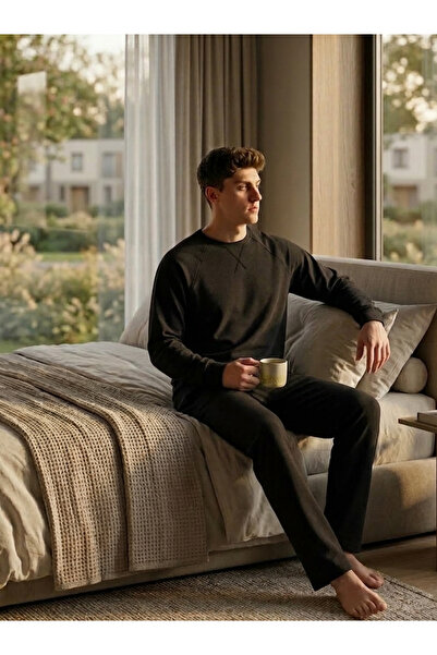 YHGTEKSTİL Σετ πιτζάμες με ραφές karyoka ανδρικό σετ πιτζάμες με 2 κλωστές