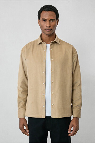 Kiğılı Long Sleeve Oversize Thick Ribbed Cotton Shirt