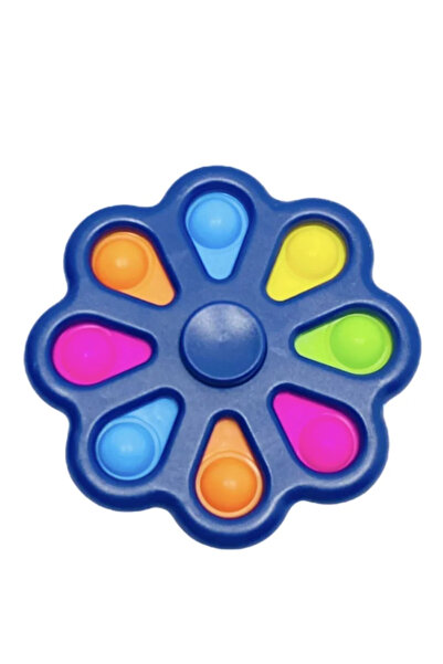 toysandmore Popit Stres Çarkı Fidget 8 Popit Li Push Bubble Mavi