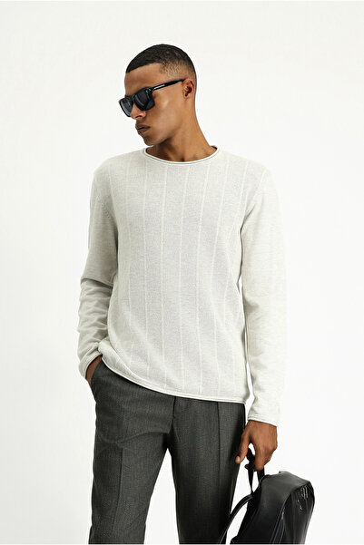 Kiğılı Crew Neck Slim Fit Slim Fit Patterned Cotton Knitwear Sweater