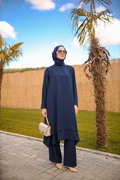 NS Moda Hijab Layered Set Navy Blue-Model 569
