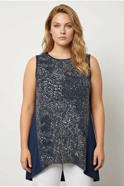 Stil Diva Bluza veće veličine okrugla kragna Sa deznom 302255