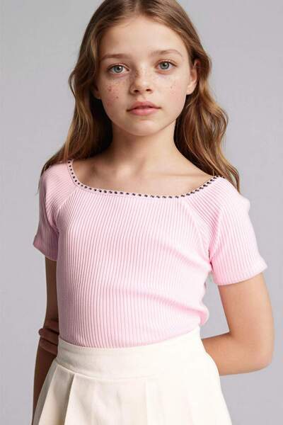 DeFacto Rebrasta majica sa lađastim izrezom za devojčice G8620A826SM