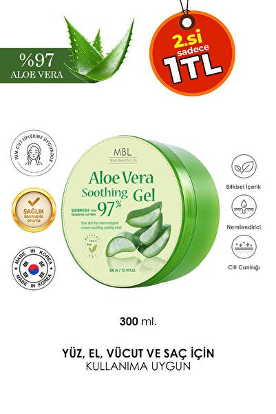 MBL Teresia Nemlendirici Yatıştırıcı %97 Saf Aloe Vera Içeren Soothing Jel 300ml