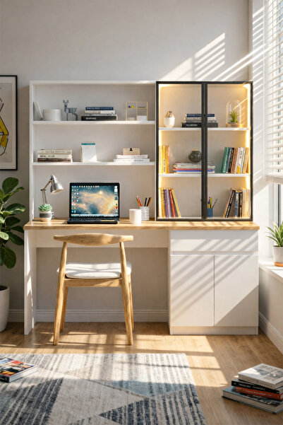 Avmpark Elix Çalışma Masası Bilgisayar Masası Led Işıklı Temperli Camlı Kitap...