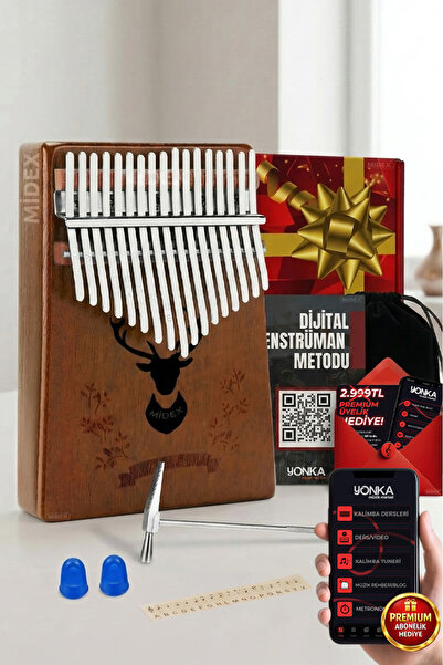 Midex Klx-880 Full Ağaç 17 Tuşlu Ağaç Kalimba (METOD ÇANTA ÇEKİÇ FULL SET)