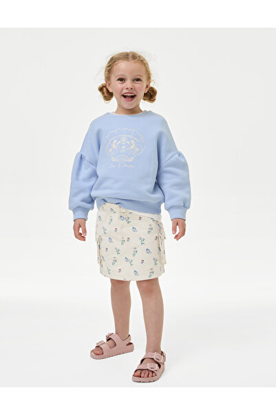 Marks & Spencer Saf Pamuklu Çiçek Desenli Kargo Etek (2-7 Yaş)