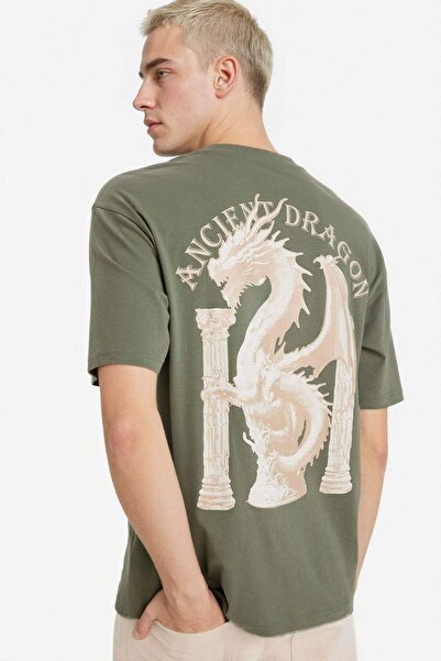 DeFacto 100% Cotton Boxy Fit Printed T-Shirt F9751Ax26Sp