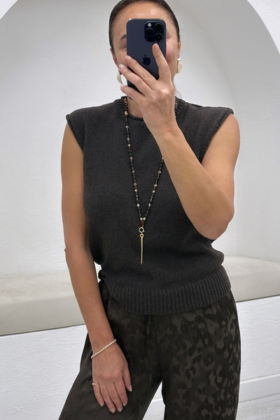 Act Pepicino Kids&Boutique Acı Kahve Bisiklet Yaka Sıfır Kol Triko 3582