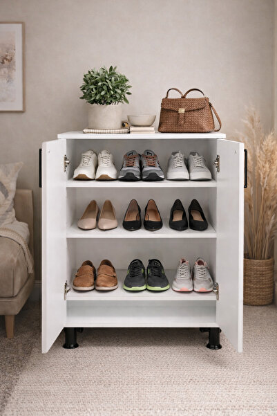 ygdecor 12çift Ayakkabı 2 Kapaklı 4 Raflı Ayakkabılık , Hol , Mutfak Dolabı ,...