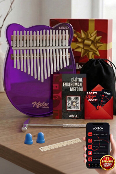 Midex KLX-660 Mor Renk Cam Kalimba 17 Tuşlu Full Set
