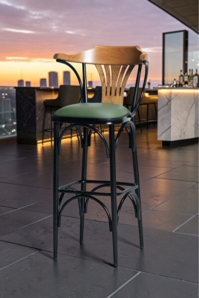 fursimo Denge Serisi 1 Adet 65 Cm Yeşil Ada Mutfak Bar Sandalyesi Suni Deri S...