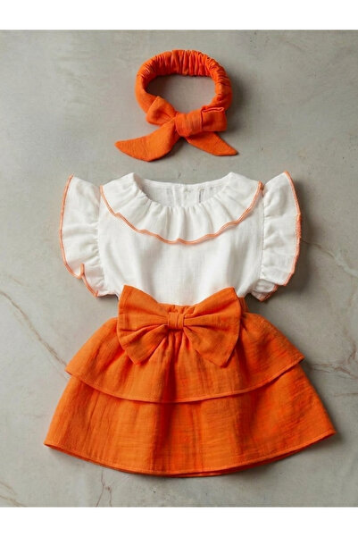 ipek atlas Rochie cu mânecă scurtă Bandana de muselină pentru fetiță și copii