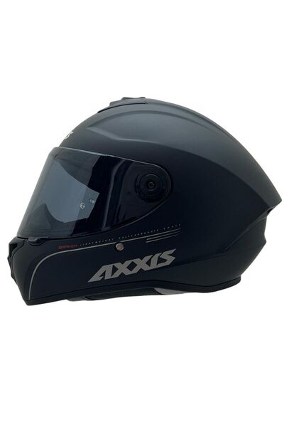 AXXIS DRAKEN S SOLİD MAT SİYAH DESENLİ MOTOSİKLET KASKI ÇİFT VİZÖRLÜ