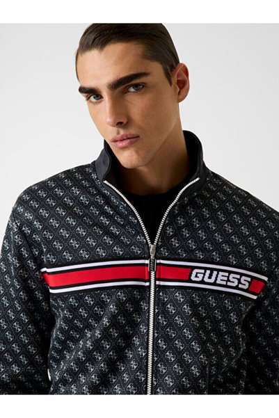 Guess Korbin Pamuklu Jakarlı Logo Baskılı Regular Fit Dik Yaka Sweat Z2BQ06K7122 Erkek SWEAT Z2BQ06