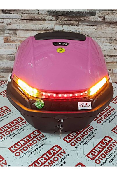 BGC Motosiklet Arka Çanta 33 Lt Pembe Sinyal ve Stop Işıklı