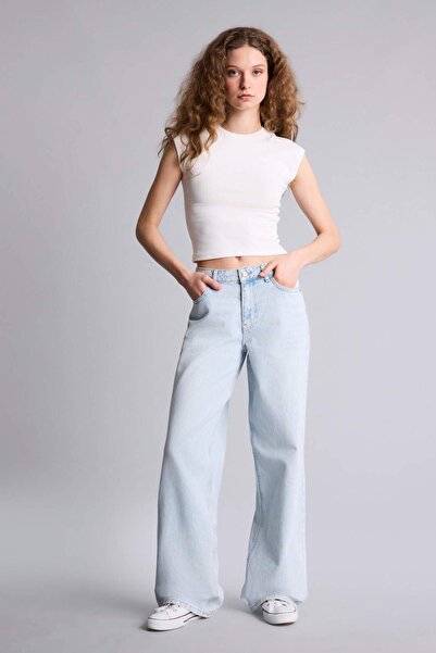 DeFacto Pantaloni lungi din denim cu talie joasă și croială largă talie joasă...