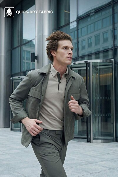 DeFacto Quick-Drying Thin Polo Collar Shirt Jacket F9882Ax26Sp