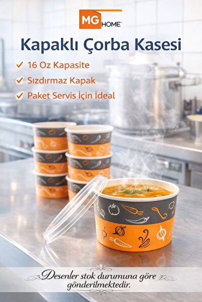 VENON 25 Adet 🥣 ÇORBA KASE KLASİK 16 Oz 🥣Karton Kağıt Yemek Kasesi Kullan A...