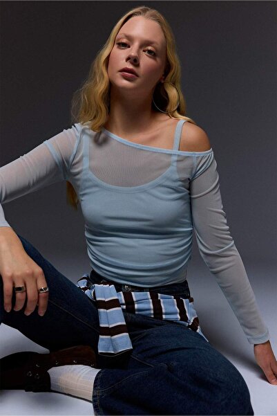 DeFacto Εφαρμοστό μπλουζάκι Έξωμο Τούλι G9730AX26SP